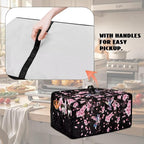 Hummingbird Cherry Blossom Print Toaster Oven Cover, Heat-Resistant Toaster Cover Dust-Proof Microwave Oven Protector, Protections for Kitchen, Black, (Large-18.5*22.5*12.99 inches)