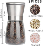 Gulex Pepper Grinder Pepper Mill, Salt Grinder Refillable,(Single Package) Adjustable, Stainless Steel Sea Salt Shaker with Ceramic Rotor (1 pack)