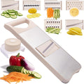 NACOLUS 6-Blade Mandoline Slicer with Slide-On Hand Guard - Vegetable Slicer, Potato/Onion/Garlic Slicer, Kitchen Grater(Multi-Color) (Beige, 6-in-1)