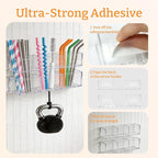 2 PACK Small Acrylic Straw Holder for Cabinet Doors, Reusable Adjustable Two-Part Straw Organizer with Ultra Sticky Adhesive Strips, 2026 Space-Saving Straw Storage for Kitchen Cupboard