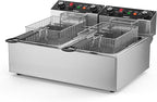 Commercial Deep Fryer, Dual Tank 3400W Electric Countertop Fryer with Basket, 2 x 10L/10.6QT Double Stainless Steel Oil Fryer with Drain, Time & Temp Control, for Kitchen Restaurant Use