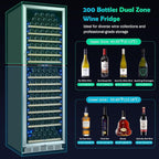 ORYMUSE 200 Bottle Dual Zone Wine Fridge - 24 Inch Large Wine Cooler Refrigerator, Freestanding and Built-in Design, Upgraded Compressor Cooling, Intelligent Temperature Memory