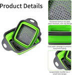 2 PCS Collapsible Colander, Collapsible Strainers for Kitchen, 11.5 inches Silicone Strainer and 9.5 inches Silicone Colander for Draining Vegetable fruit, Kitchen Food Strainer, Green