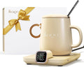 Coffee Mug Warmer & iKago Mug Set, Temperature Control Smart Heated Mug for Desk, Electric Coffee Warmer with Auto Shut Off & Real-Time Temp Display, Gifts for Men Women, 15oz Ceramic Mug