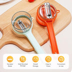 Peeling Knife with Storage Box, 2025 New Vegetable Peeler with Container, Kitchen Multi Function Veggie Peeler for Kids Adults, Fruit and Vegetable Peeling Knife with Catcher (Orange,1)