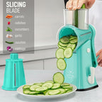 Zulay Kitchen Rotary Cheese Grater 5 Blade Cheese Shredder - Manual Hand Crank Cheese Grater With Reinforced Suction & 5 Interchangeable Drums - Easy to Use, Vegetable Chopper Round Mandoline Slicer