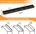 Foeacry 30 Inch Silicone Stove Oven Top Shelf Magnetic for Kitchen Gadgets, Soft Flexible Strong Magnetic Heat Resistant Spice Rack Kitchen Organizer