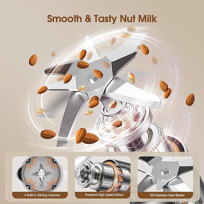 7 in 1 Nut Milk Maker Machine 28oz Automatic Milk Maker for Homemade Coconut, Oat, Soy, Plant-Based Milk, Juice with 18H Delay Start/6H Keep Warm/Self Cleaning (Cream)