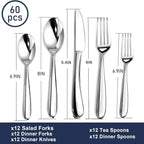 STILLOYE Heavy Duty Silverware Set for 12, 60 Piece Premium Stainless Steel Flatware Utensils Cutlery Set Including Steak Knife Fork and Spoon, Dishwasher Safe, Gift Package for Wedding Housewarming