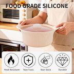 Microwave Vegetable Steamer, Silicone Microwave Cooker for Broccoli, Rice, Chicken & Eggs, Healthy Low Carb Cooking, Baby Food Maker, Double Layer Design, Dishwasher Safe