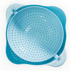Kitchen Pro Double Rotatable Colander, Blue Plastic Vegetable and Fruit Strainer Bowl with Dual Draining Baskets, Kitchen Sink Drainer