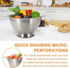 Stainless Steel Colander Set of 3 (1.5-3-5Quart) | Durable Rice and Pasta Strainer with Handle | Oversized Handles | Nesting Design | Rust-Resistant & Dishwasher Safe