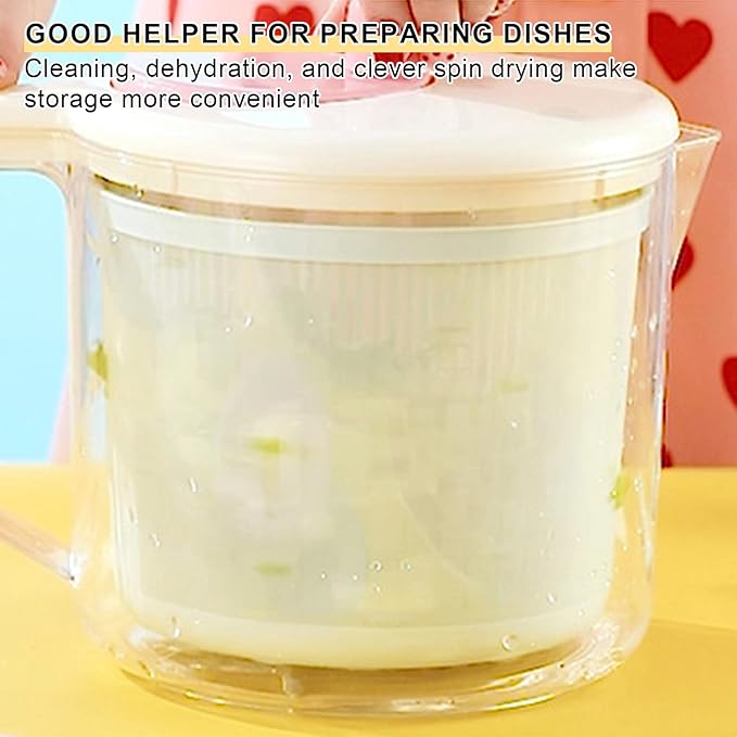 2.5L Mini Salad Spinner Small, Lettuce Spinner with Vegetable Washing Basket, Fruit Washer, Salad Washer