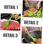 TOYANDONA 5pcs Silicone Baking Utensil Set Non-stick Kitchen Cooking Tools Heat Resistant Green Household Kitchenware with Stainless Steel Handles for Mixing and Scraping