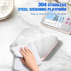 33lb Rechargeable Kitchen Scale, Diyife 304 Stainless Steel Food Scale with Detachable Display, 1g/0.1oz Precise Graduation, Magnetic, Backlit LCD, Tilt Stand, for Baking, Cooking, Meal Prep (Pink)