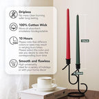 12-Inch Tall Dripless Taper Candles Set of 12 - Red and Green Tapered Candles, Perfect for Christmas - Smokeless, Unscented, Long Burning - Hand Poured, Colored Tall Candlesticks - Christmas