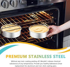 P&P CHEF 6 Inch Cake Pan Set of 2, Stainless Steel Round Baking Layer Cake Pans, Non Toxic & Healthy, Leak-proof & Easy Clean, Mirror Finish & Easy Releasing, Oven & Dishwasher Safe