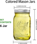 WELLIFE 32 Oz Mason Jars-6PCS Colored Mason Jars with Lids.Safe for Storage,Quart Mason Jars Wide Mouth.Pickling, Preserving, Fermenting, DIY Crafts & Decor