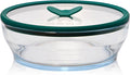 Anyday 7-Cup Glass Food Storage with Glass Lid, Round Shallow Dish | Plastic-Free Meal Prep & Microwave Cookware | Stackable Airtight Storage Container with Vented Lid for Microwave-Safe Reheating