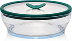 Anyday 7-Cup Glass Food Storage with Glass Lid, Round Shallow Dish | Plastic-Free Meal Prep & Microwave Cookware | Stackable Airtight Storage Container with Vented Lid for Microwave-Safe Reheating
