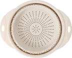 Dexas 10" Collapsible Silicone Colander in Cream, Kitchen Strainer with Handles, 15.1 Cup Capacity | BPA-Free, Heat-Resistant, Space-Saving Kitchen Tool