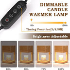 Candle Warmer Lamp Wood with Timer, Dimmable Electric Candle Lamp Warmer for Jar Candles, 2 * 35 Watt Bulb, Birthday Gifts for Mom, Decorative Wooden Candle Lamp for Bedroom Home Decor