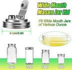 Palksky Mason Jar Pour Spout Lid Stainless Steel, Wide Mouth Pour Spout Flip Cap Lids for Mason Jars, anticracking Leak Proof Seal Cover Airtight for Drinking Salad Dressing & Food Storing(4PCS)