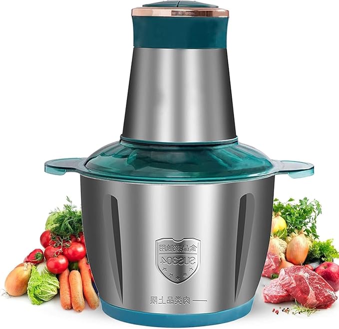 Meat grinder,Meat chopper,Food Chopper,Fast Shredding for Meat, Vegetables, Fruits and Nuts,Electric Food Chopper with 4 Large Sharp Blades for Meat, Upgraded Button & Smart Overheat Protectio