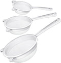 3 Pcs Plastic Nylon Mesh Strainer Colander with Handle Double Ear Fine Food Mesh Strainer Flour Sifter for Baking Kitchen Colander Sifter Kefir Tea Juice Pasta(3 Inch, 4 Inch, 5.5 Inch)