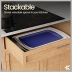BAKKEN 6-Piece Kitchen Baking Pan Set - Royal Blue Color with Gray Ceramic Nonstick Coating, Commercial Grade Carbon Steel Bakeware, Baking Essentials, PFOA, PFOS, PTFE Free, Oven Safe (Up To 450° F)