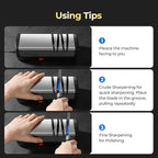 Narcissus Knife Sharpener, Diamond Abrasives Electric Knife Sharpener for Stainless Steel and Ceramic Knives, with Scissors Sharpener & Metal Dust Collection Box, Quick Sharpening & Polishing, Silver
