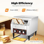 Commercial Stainless Steel Conveyor Toaster 300 Slices/Hour 2200W Heavy Duty Electric Industrial Belt Toasters Oven with Three Baking Modes for Home & Restaurant Use