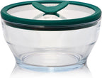 Anyday 4-Cup Glass Food Storage with Glass Lid, Round Deep Dish | Plastic-Free Meal Prep & Microwave Cookware | Stackable Airtight Storage Container with Vented Lid for Microwave-Safe Reheating