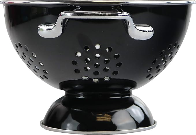 Calypso Basics by Reston Lloyd Powder Coated Enameled Colander, 1.5 Quart, Black