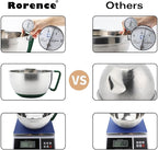 Rorence Mixing Bowls Set: Stainless Steel Non-Slip Bowls with Pour Spout, Handle and Lid - Set of 3 - Green