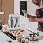 Geek Chef Electric Stand Mixer, 4.8QT 12 Speeds Tilt-head Food Mixer with Dough Hook, Whisk, Beater, Bowl, Rotary Knob for Home Kitchen Use, Silver White