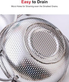 5-Quart Colander for Kitchen, Stainless Steel Colander with Base, Pasta Strainer with Handle, Food Strainer for Spaghetti, Vegetables, Fruit