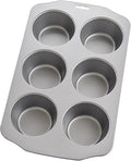 Mrs. Anderson's Baking Nonstick 6-Cup Jumbo Muffin Pan, Carbon Steel with Non-Stick Coating, PFOA Free, 13 x 8.75-Inches