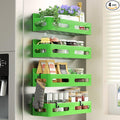 Sevenblue 4 Pack Strong Magnetic Spice Rack for Refrigerator, Multipurpose Magnetic Shelf for Fridge with 4 Hooks for kitchen and Bathroom Organization, Green