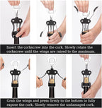 KORCCI Wine Opener, Heavy-Duty Zinc Alloy Wing Corkscrew, Premium Beer Bottle Opener, Multifunctional Wine Accessories with Ergonomic Handle and Sharp Screw, for Kitchen, Bar, Restaurant (BLACK)