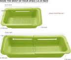 LASSHSWA Collapsible Colander for Kitchen, Over the Sink Strainer Basket for Kitchen, Fruit Pasta Food Strainer Expandable Plastic Colander BPA Free (Green)