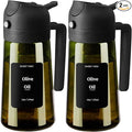 SWEET VIEW 2PCS Olive Oil Dispenser and Oil Sprayer – 16oz/470ml Glass Light-Proof Oil Pourer for Kitchen Air Fryer, Cooking, Salad, and BBQ, with Stickers