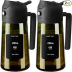 SWEET VIEW 2PCS Olive Oil Dispenser and Oil Sprayer – 16oz/470ml Glass Light-Proof Oil Pourer for Kitchen Air Fryer, Cooking, Salad, and BBQ, with Stickers