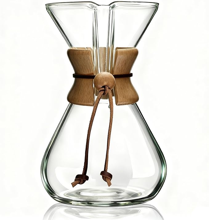 AGOGO Pour Over Coffee Maker Glass - Barista Kit with 304 Stainless Filter for Home, Office, Camping, Cafes - Easy Clean Coffee Dripper Set (Soft Towel&Brush) (40oz Classic w/SS Filter)