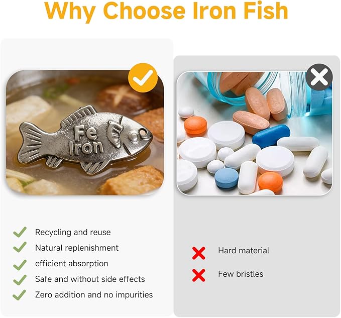 2 Pcs Iron Fish Cooking Tool, Lucky Iron Fish For Iron Deficiency, Natural Iron Supplement To Support Iron Levels For Vegans, Athletes, Children, Iron Fish For Cooking, Great Gift