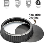 Deep Dish Quiche Pan, 11” x 2” Tall Pie Pan Deep Tart Pan with Removable Bottom, Nonstick Large Fluted Tart Mold Loose Base Round Deep Pizza Pan for Baking Easter Pie