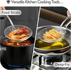 6.89 Large Metal Spider Strainer With Mesh Fatoff Mesh Slotted Spoon For Kitchen,Stainless Steel Cooking Oil Strainer For Deep Fry Basket