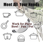 TJ POP Pot Strainer Stainless Steel, Pasta Strainer, Premium Metal Food Strainer for Noodles Fruit Veggies, Suitable for Pots or Containers Up to 10 Inches