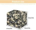 Vintage White Rose Print Meat Slicer Cover with Organizer Pocket, Dust-proof Slicer Machine for Home Food Slicer, Fit for Elite for Standard Meat Slicer, 16x13x13 Inch (Only Cover)