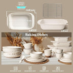Artena Baking Dish 5.1 Quarts, Casserole Dishes For Oven, Baking Pan With Handles, Lasagna Pan Deep, Large Casserole Dish, Rectangular White Ceramic Bakeware (Baking Dish With Rack)